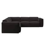 Ecksofa HUDSON mit Rundecke Webstoff Anda II: Anthrazit - Ecke davorstehend rechts