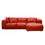 Ecksofa HUDSON 3-Sitzer mit Longchair Echtleder Neka: Rot - Breite: 251 cm - Longchair davorstehend rechts