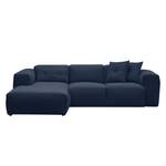 Hoekbank HUDSON 3-zits met chaise longue Geweven stof Milan: Lichtblauw - Breedte: 263 cm - Longchair vooraanzicht links