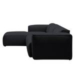 Ecksofa HUDSON 3-Sitzer mit Longchair Webstoff Saia: Anthrazit - Breite: 284 cm - Longchair davorstehend links