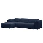 Ecksofa HUDSON 3-Sitzer mit Longchair Webstoff Milan: Dunkelblau - Breite: 295 cm - Longchair davorstehend links