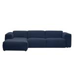 Ecksofa HUDSON 3-Sitzer mit Longchair Webstoff Milan: Dunkelblau - Breite: 295 cm - Longchair davorstehend links