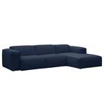 Canapé d’angle 3 places HUDSON Tissu Milan : Bleu foncé - Largeur : 295 cm - Méridienne courte à droite (vue de face)
