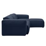 Ecksofa HUDSON 3-Sitzer mit Longchair Webstoff Milan: Dunkelblau - Breite: 295 cm - Longchair davorstehend rechts