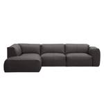 Ecksofa HUDSON 3-Sitzer mit Recamiere Echtleder Neka: Grau - Longchair davorstehend links