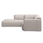 Ecksofa HUDSON 3-Sitzer mit Recamiere Echtleder Neka: Hellgrau - Longchair davorstehend links