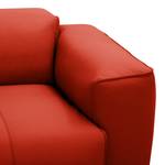 Ecksofa HUDSON 3-Sitzer mit Recamiere Echtleder Neka: Rot - Longchair davorstehend links