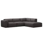 Ecksofa HUDSON 3-Sitzer mit Recamiere Echtleder Neka: Grau - Longchair davorstehend rechts