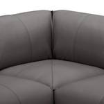 Ecksofa HUDSON 3-Sitzer mit Recamiere Echtleder Neka: Grau - Longchair davorstehend links