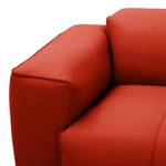 Canapé d’angle 3 places HUDSON Cuir véritable Neka : Rouge - Méridienne courte à droite (vue de face)