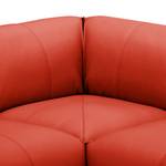 Canapé d’angle 3 places HUDSON Cuir véritable Neka : Rouge - Méridienne courte à droite (vue de face)