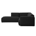 Ecksofa HUDSON 3-Sitzer mit Recamiere Webstoff Saia: Anthrazit - Longchair davorstehend links