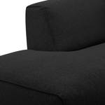 Ecksofa HUDSON 3-Sitzer mit Recamiere Webstoff Saia: Anthrazit - Longchair davorstehend links