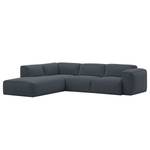 Ecksofa HUDSON 3-Sitzer mit Recamiere Webstoff Anda II: Grau - Longchair davorstehend links