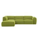 Ecksofa HUDSON 3-Sitzer mit Recamiere Webstoff Anda II: Grün - Longchair davorstehend links