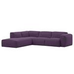 Ecksofa HUDSON 3-Sitzer mit Recamiere Webstoff Anda II: Violett - Longchair davorstehend links