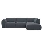 Ecksofa HUDSON 3-Sitzer mit Recamiere Webstoff Anda II: Grau - Longchair davorstehend rechts