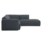 Ecksofa HUDSON 3-Sitzer mit Recamiere Webstoff Anda II: Grau - Longchair davorstehend rechts