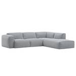 Ecksofa HUDSON 3-Sitzer mit Recamiere Webstoff Anda II: Silber - Longchair davorstehend rechts