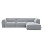 Ecksofa HUDSON 3-Sitzer mit Recamiere Webstoff Anda II: Silber - Longchair davorstehend rechts