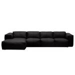 Ecksofa Hudson V Echtleder Echtleder Neka: Schwarz - Longchair davorstehend links