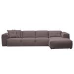 Ecksofa Hudson V Webstoff Webstoff Milan: Grau-Braun - Longchair davorstehend rechts