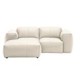 Ecksofa HUDSON 1-Sitzer mit Longchair Echtleder Neka: Creme - Longchair davorstehend links