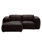 Ecksofa HUDSON 1-Sitzer mit Longchair Echtleder Neka: Dunkelbraun - Longchair davorstehend links