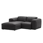 Ecksofa HUDSON 1-Sitzer mit Longchair Echtleder Neka: Grau - Longchair davorstehend links