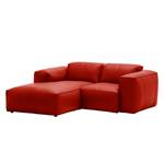 Ecksofa HUDSON 1-Sitzer mit Longchair Echtleder Neka: Rot - Longchair davorstehend links