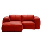 Ecksofa HUDSON 1-Sitzer mit Longchair Echtleder Neka: Rot - Longchair davorstehend links