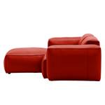 Ecksofa HUDSON 1-Sitzer mit Longchair Echtleder Neka: Rot - Longchair davorstehend links