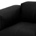 Canapé d’angle 1/2 places HUDSON Cuir véritable Neka : Noir - Méridienne courte à gauche (vue de face)