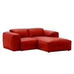 Ecksofa HUDSON 1-Sitzer mit Longchair Echtleder Neka: Rot - Longchair davorstehend rechts