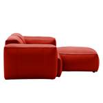 Ecksofa HUDSON 1-Sitzer mit Longchair Echtleder Neka: Rot - Longchair davorstehend rechts