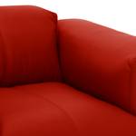 Canapé d’angle 1/2 places HUDSON Cuir véritable Neka : Rouge - Méridienne courte à droite (vue de face)