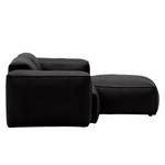 Ecksofa HUDSON 1-Sitzer mit Longchair Echtleder Neka: Schwarz - Longchair davorstehend rechts