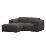 Hoekbank HUDSON 1-zits + chaise longue Geweven stof Anda II: Antraciet - Longchair vooraanzicht links