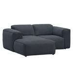 Hoekbank HUDSON 1-zits + chaise longue Geweven stof Anda II: Grijs - Longchair vooraanzicht links