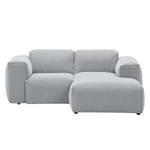 Ecksofa HUDSON 1-Sitzer mit Longchair Webstoff Anda II: Silber - Longchair davorstehend rechts