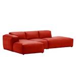 Ecksofa HUDSON mit Chaiselongue Echtleder Neka: Rot - Longchair davorstehend links