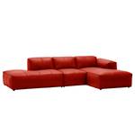 Ecksofa HUDSON mit Chaiselongue Echtleder Neka: Rot - Longchair davorstehend rechts