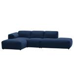 Ecksofa HUDSON mit Chaiselongue Webstoff Anda II: Blau - Longchair davorstehend links