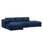 Ecksofa HUDSON mit Chaiselongue Webstoff Anda II: Blau - Longchair davorstehend links