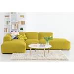 Hoekbank HUDSON met chaise longue Geweven stof Milan: Geel - Longchair vooraanzicht links