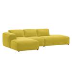 Hoekbank HUDSON met chaise longue Geweven stof Milan: Geel - Longchair vooraanzicht links