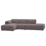 Ecksofa HUDSON mit Chaiselongue Webstoff Milan: Grau-Braun - Longchair davorstehend links