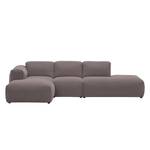 Ecksofa HUDSON mit Chaiselongue Webstoff Milan: Grau-Braun - Longchair davorstehend links