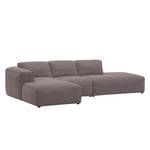 Ecksofa HUDSON mit Chaiselongue Webstoff Milan: Grau-Braun - Longchair davorstehend links