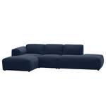 Hoekbank HUDSON met chaise longue Geweven stof Milan: Lichtblauw - Longchair vooraanzicht links